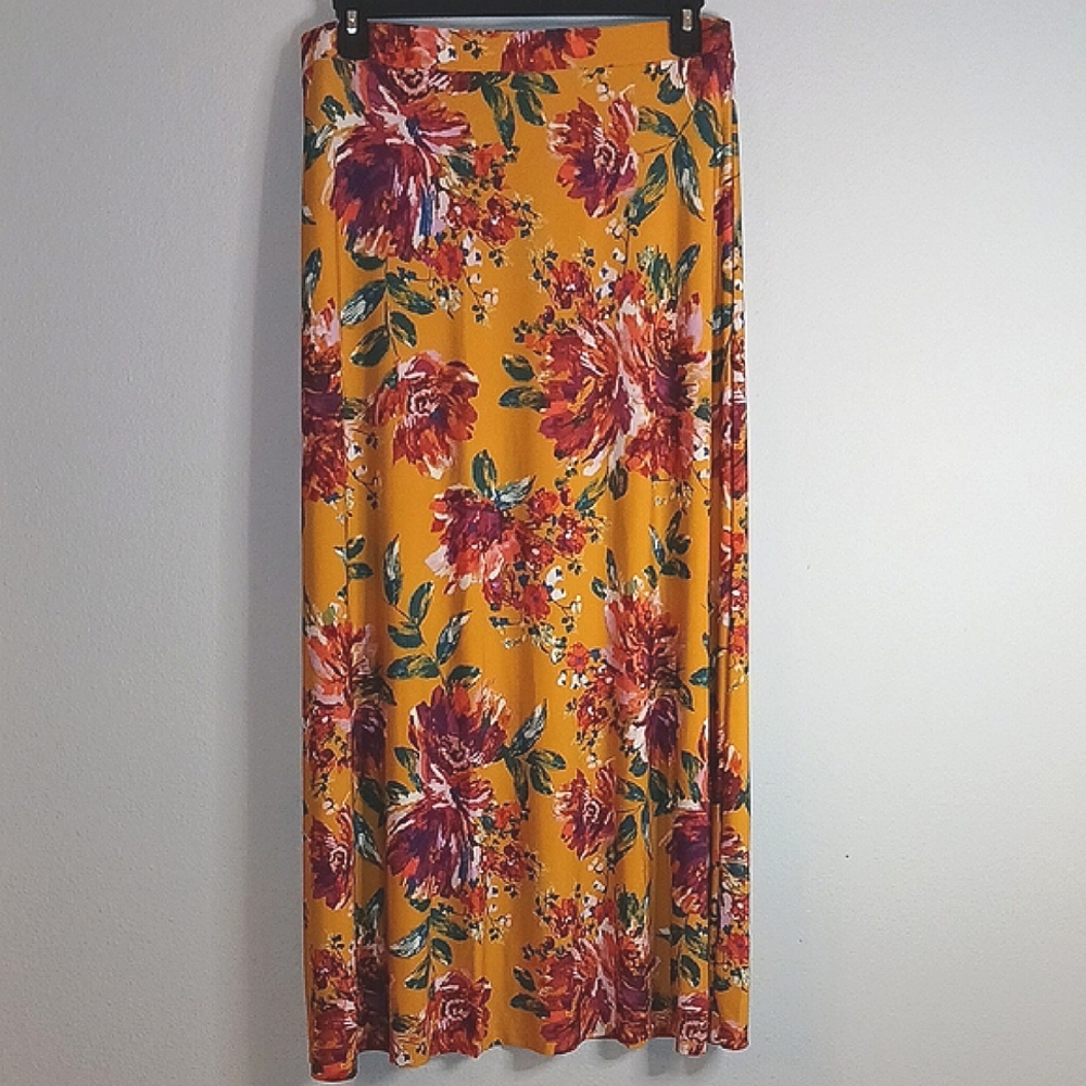 Cato Red and Pink A-Line Maxi Skirt Resort Wear